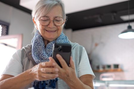 stock woman using phone