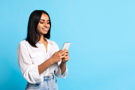 woman looking phone