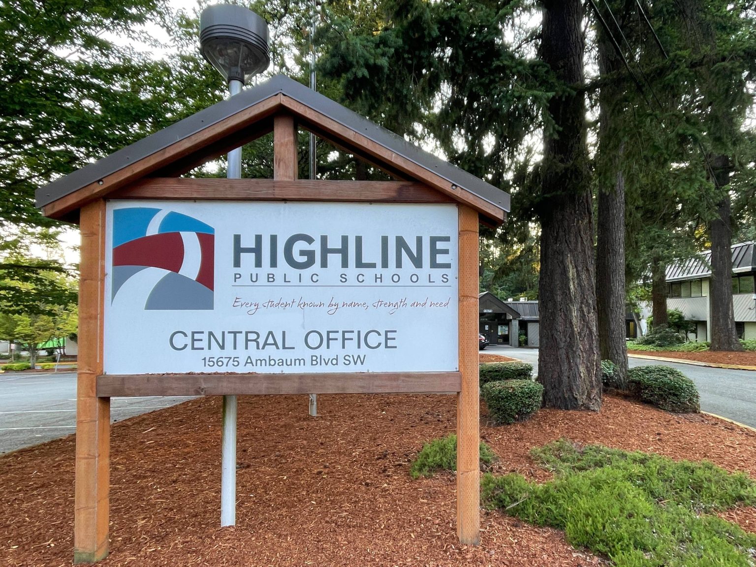 Highline Public Schools central office sign