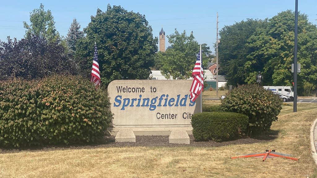 Sign welcoming motorists to city of Springfield Ohio