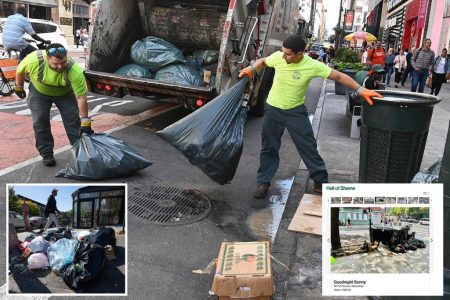 department sanitation garbage men pick 92360173