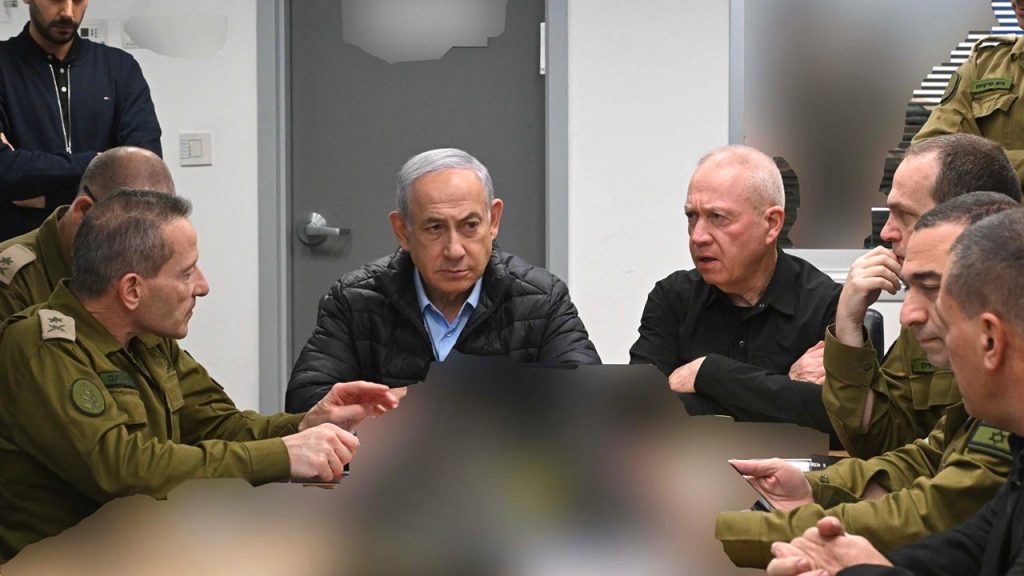 israeli pm and dn gallant in the kirya hq during the strike in iran