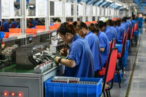 workers assemble circuit breakers anhui province