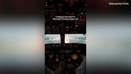 flight attendant viral rain plane landing