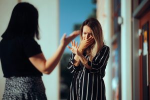 unhappy emotional girl disagreeing her sister law