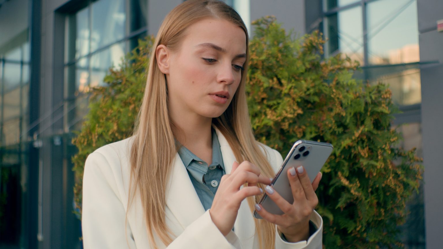 woman looking phone