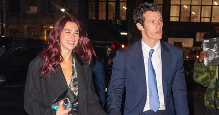 Dua Lipa and Callum Turner Adorably Cuddle Up on Christmas Home for the Holidays 738