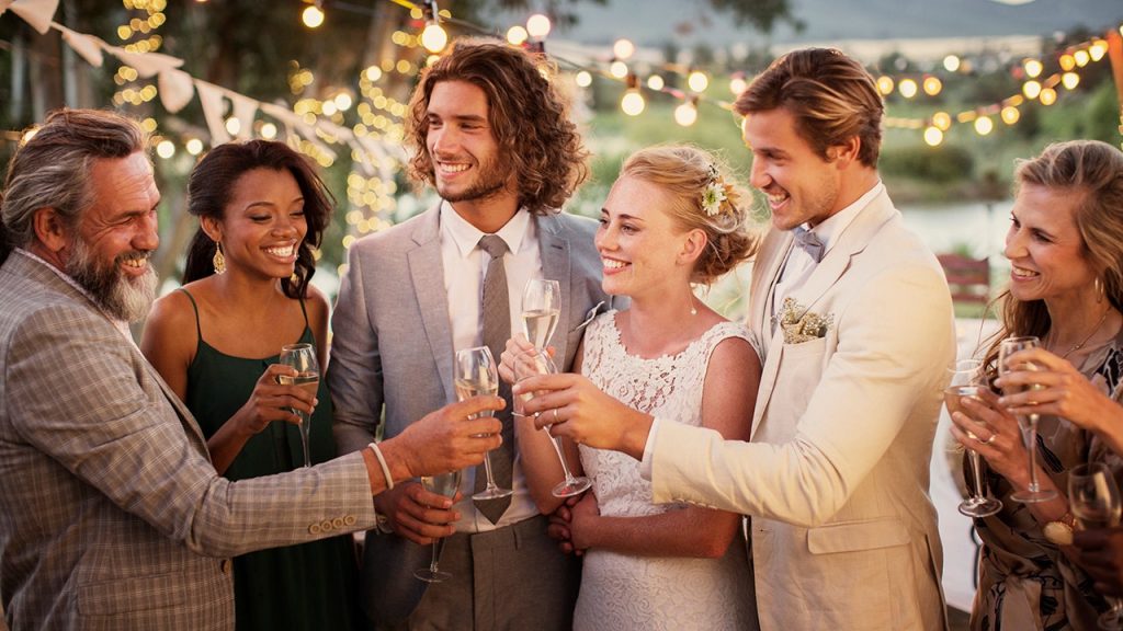 bride and groom toast