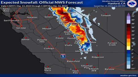 california snow map