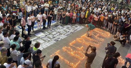 Hundreds of people attended a vigil for political prisoners in Venezuela in August CREDIT Catherine