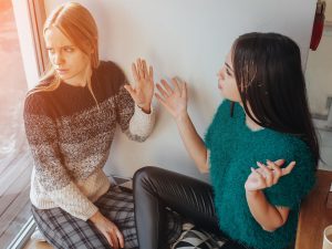 sisters argue stock image