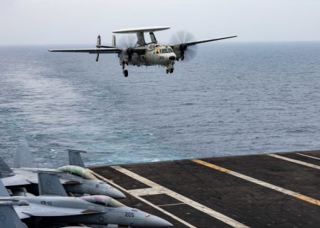 us radar aircraft lands aircraft carrier