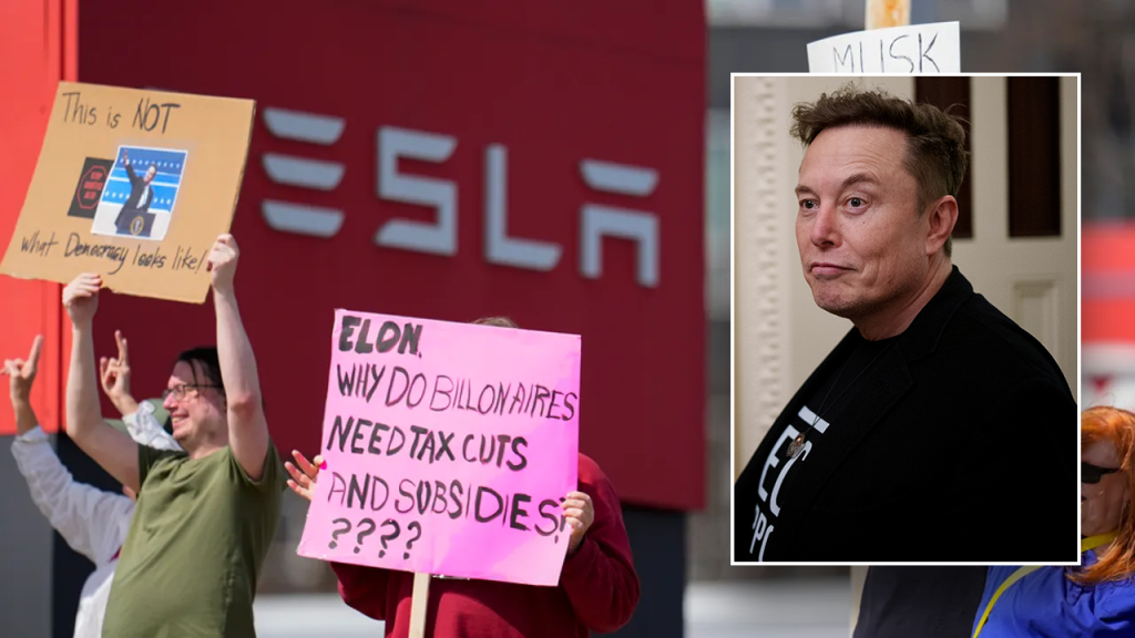 musk calls out campaign for funding tesla protests