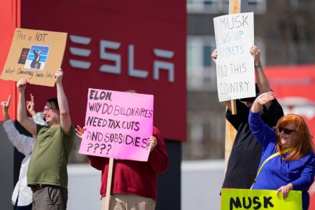 tesla musk protests