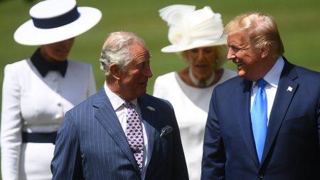 trump walking with king charles