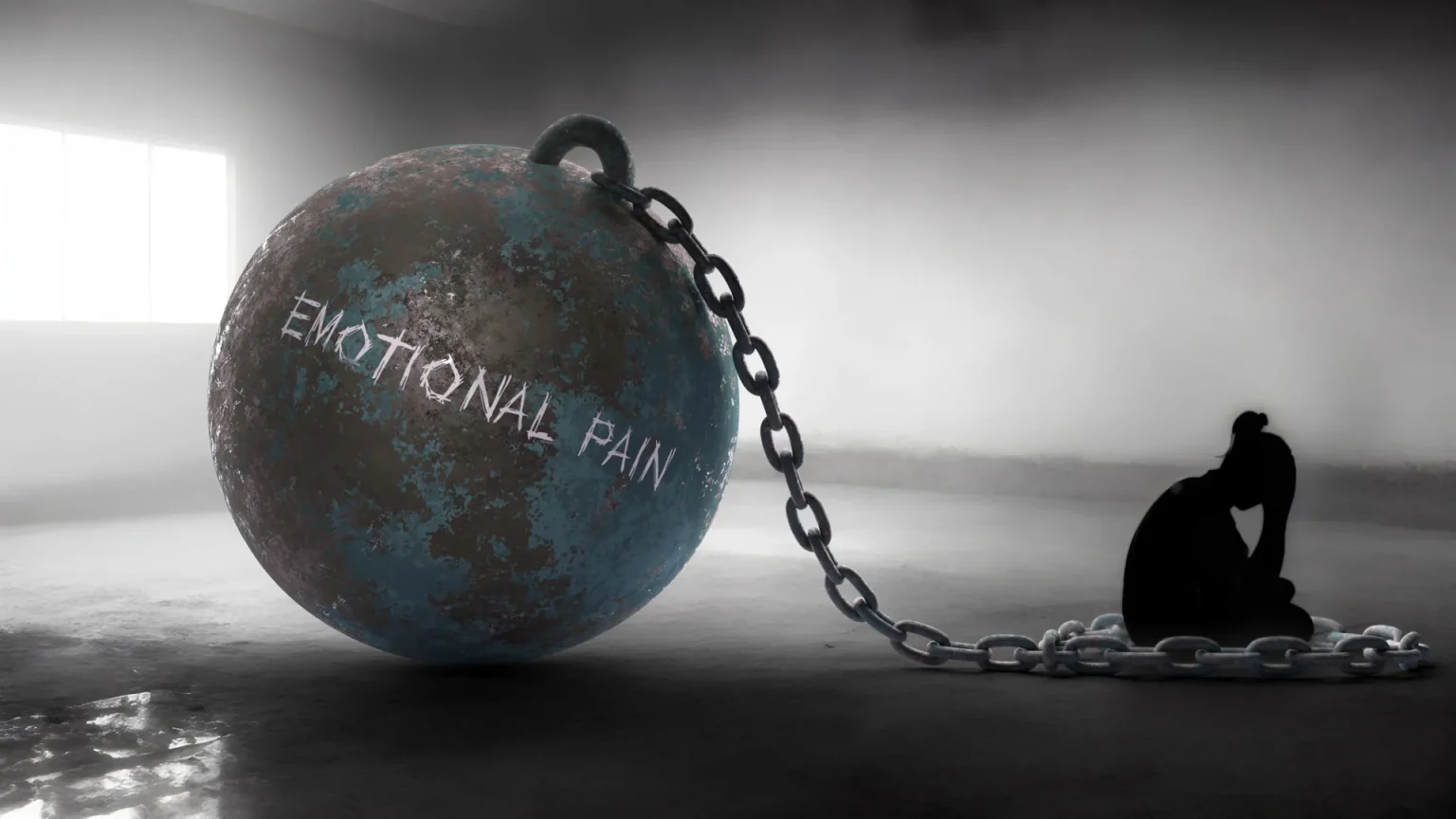 woman trapped emotional pain ball and chain.webp
