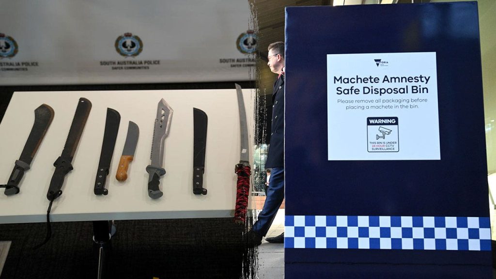 australia machete disposal bins display