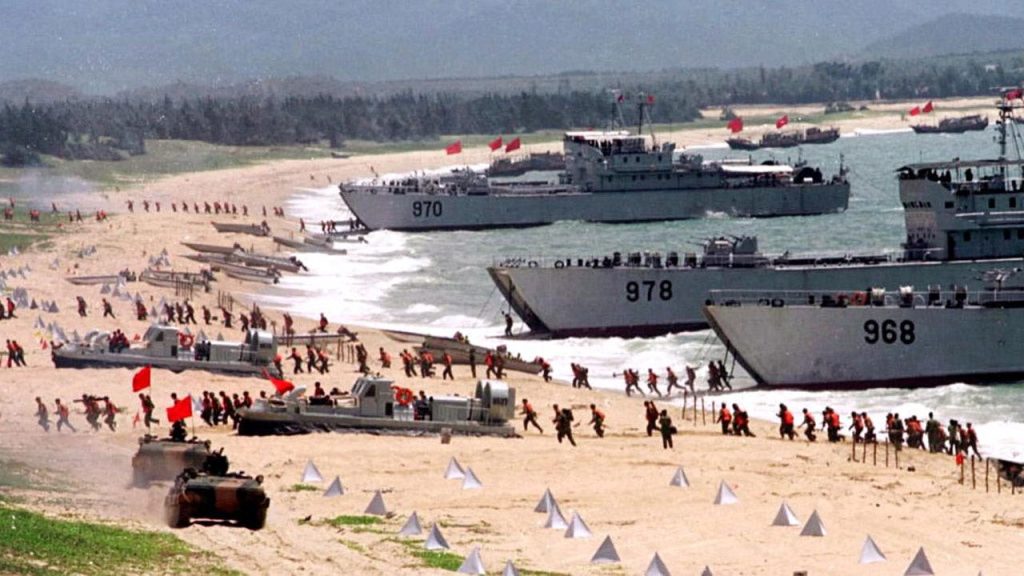 china simulates beach landing