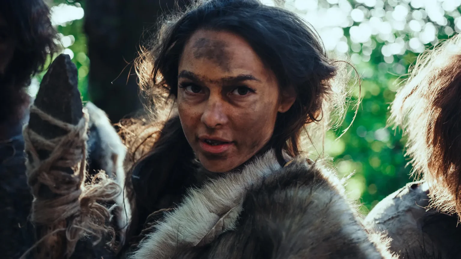 female caveman neanderthal hunting.webp