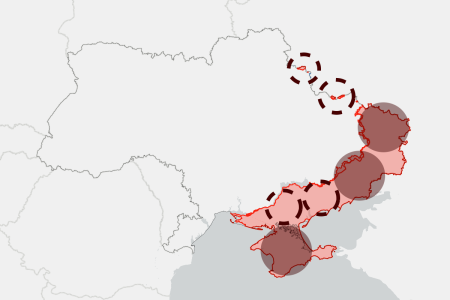 Array map shows ukrainian territories occupied russia